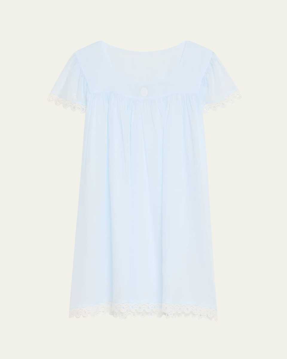 Harriette 2 Ruched Lace-Trim Cotton Babydoll